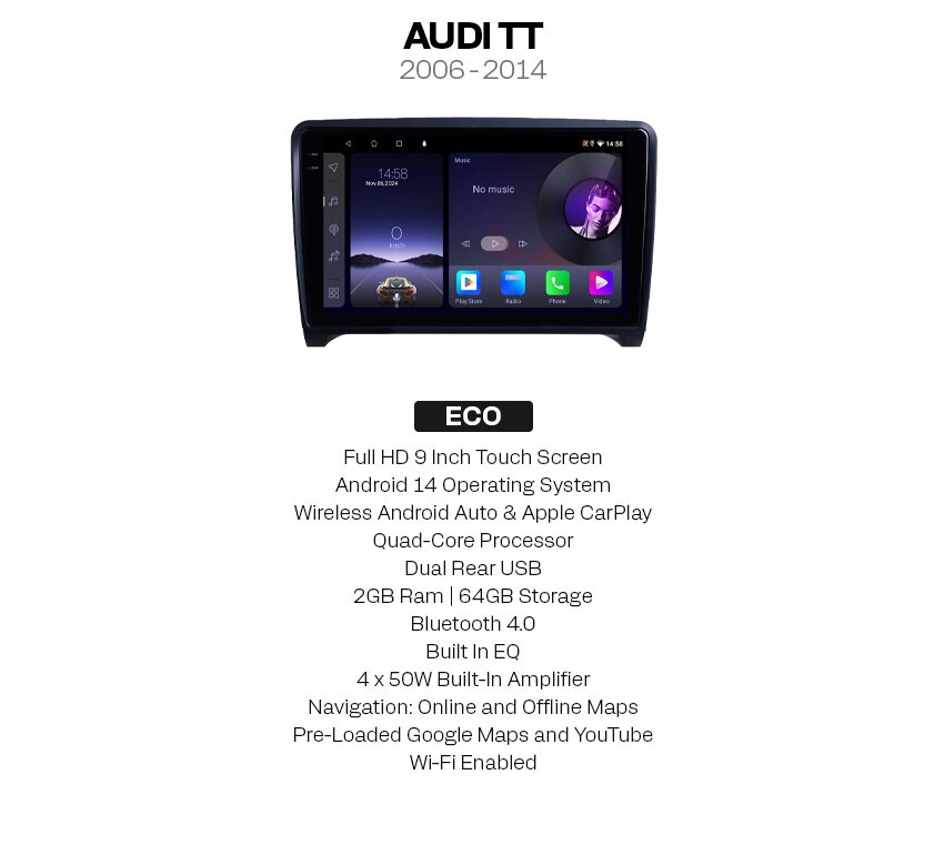 Audi TT 2006-2014 Eco Multimedia Player - Image 2